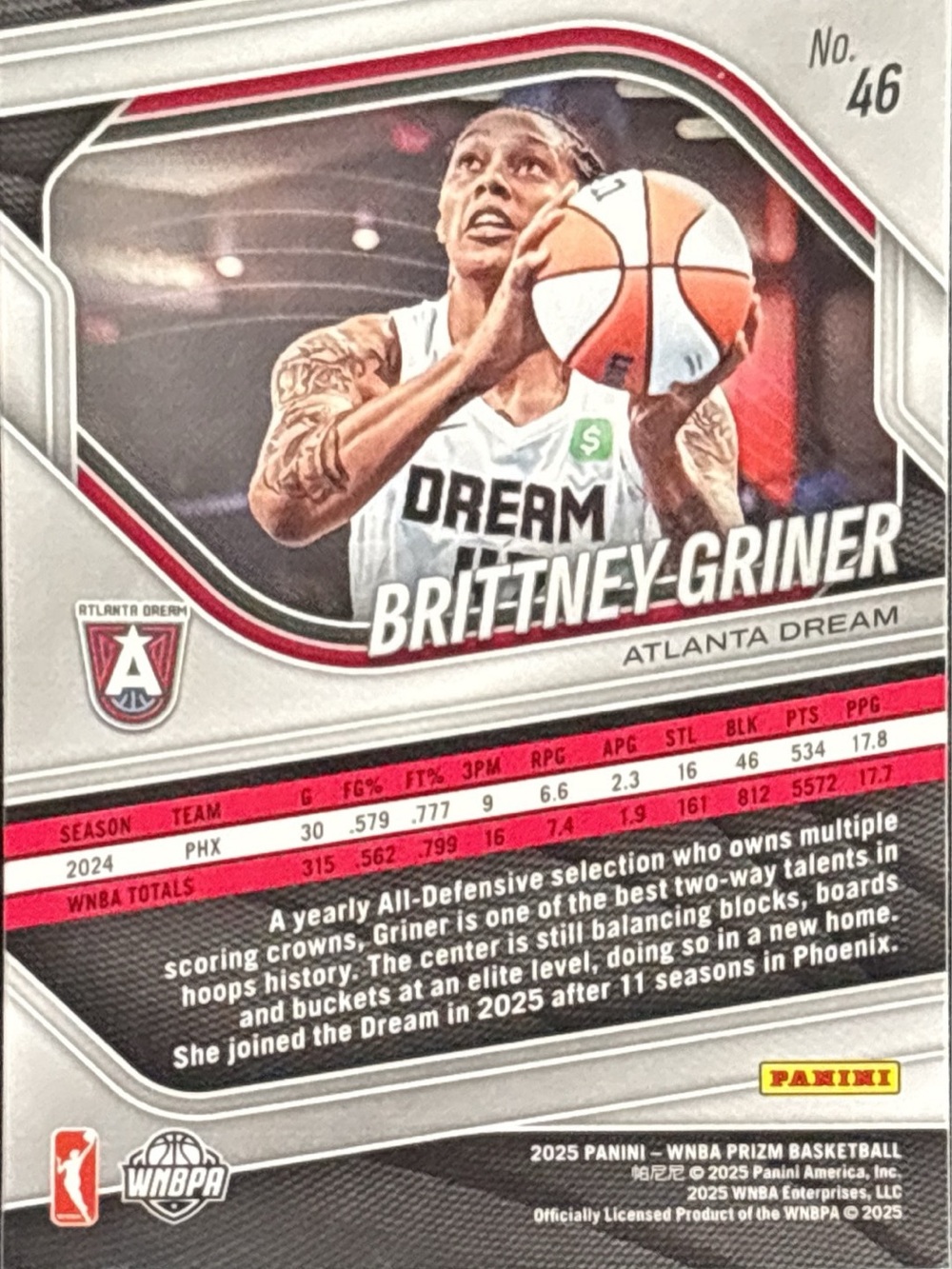 Panini Prizm Brittney Griner Basketball Card - Picture 2 of 2